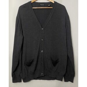 Joseph Lyman Cardigan Large Merino Wool Gray Sweater Teacher Career Italy Preppy